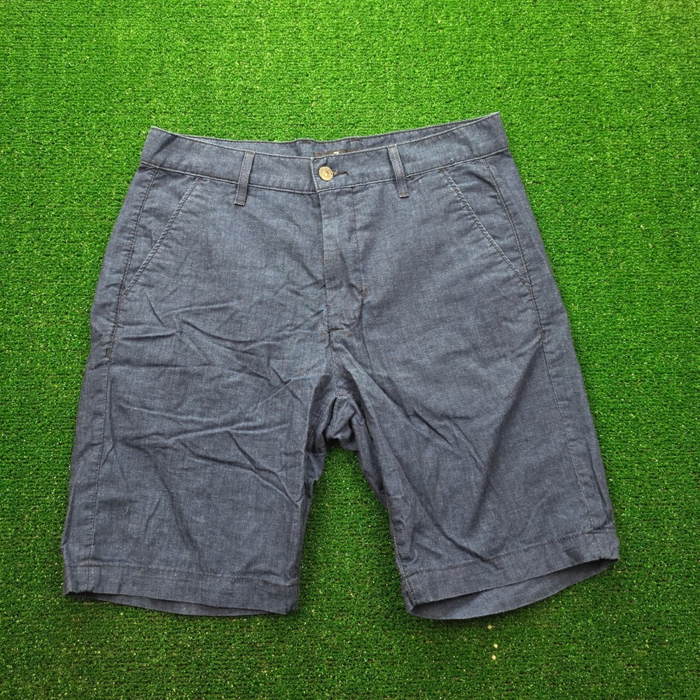 7 For All Mankind Lightweight Cotton Chino Shorts Mens 30 Chambray Blue Casual
